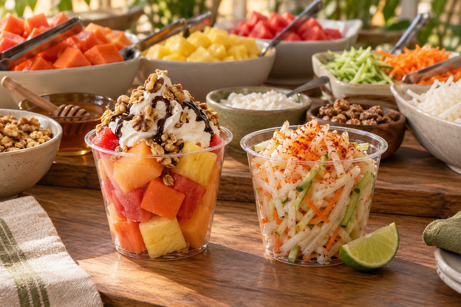 Propuesta de estación de fruta y verdura con complementos