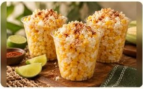 Esquites preparados con sus acompañamientos